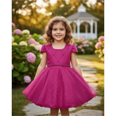 Imagem de Vestido Infantil Princesa Pérola Festa Luxo Saia De Brilho - Algodoão 