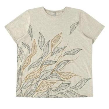 Imagem de T-shirt Plus Size com Estampa Folhagens - Cereja Rosa-Feminino