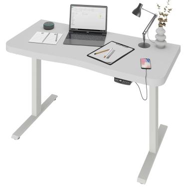 Imagem de Mesa com Regulagem de Altura Elétrica Para Escritório Home Office Aurum A02 Branco - Lyam Decor