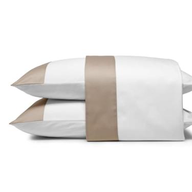 Imagem de Artelassê Jogo de Lençol Queen 300 fios Mistral Branco/Kaki Areia