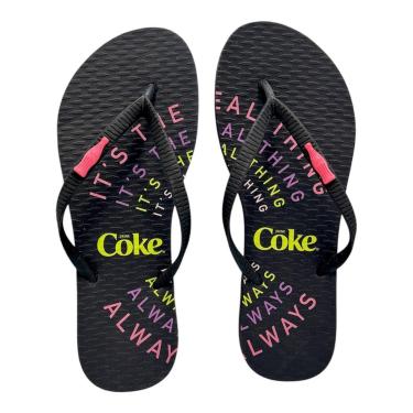 Imagem de Chinelo Coca Cola Feminino Its Coke Sandália Dedo Estampada CC4650 Preto-Feminino