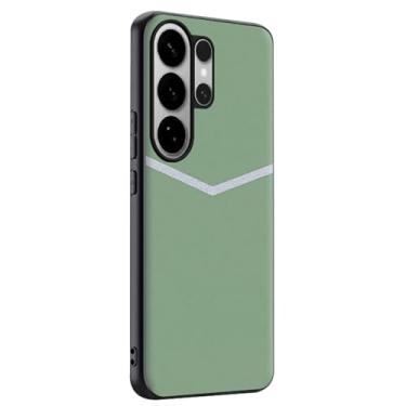 Imagem de LTLMYDAM Capa de couro vegano para Samsung Galaxy S26 Ultra/S26 Plus/S26, capa de telefone fina minimalista com borda macia para homens e mulheres, verde, S26