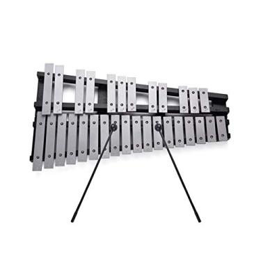 Imagem de Xilofone Glockenspiel com 30 Notas Plegável Moldura de Madeira Barras Alumínio Instrumento Musical Percussão Educacional Sacola Transporte