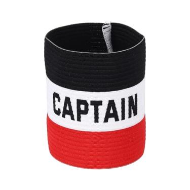 Imagem de YELARXI Braçadeira Capitão, Braçadeira de Capitão de Futebol Elásticas Ajustáveis Braçadeiras Líder Team Sport Rugby Player Band 10,4 x 8,6 cm e Preto/Branco/Vermelho Ajuste para (Treinamento de