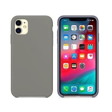 Imagem de Capinha Colorida Compatível Com iPhone 11 Vermelha,Preta, Laranja, Amarela, Azul, Rosa, Pink, Branca, Lilás, Marrom, Verde, Roxo, Case Slim Flexível Aveludada PREMIUM (Cinza Claro)