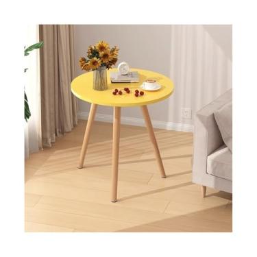 Imagem de Mesa lateral de sofá simples de madeira para recepção de lounge, varanda, casual, sala de jantar, móveis domésticos (amarelo, pequeno)