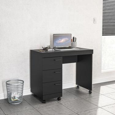 Imagem de Mesa Osaka 3 gavetas com rodízio Politorno, Preto