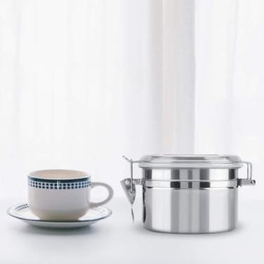 Imagem de Recipiente de Café Aço Inoxidável JAR Armazenamento para Açúcar Chá Grão com Anel Selagem Sílica Tampa Clara Transparente Ecológico Não resistente Air