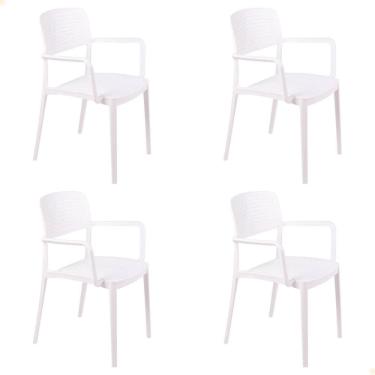 Imagem de Kit 4 Cadeira Tramontina Serena Em Polipropileno Cor Branco Com Braços 92097010