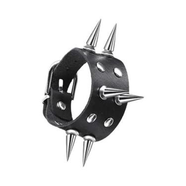 Imagem de Pulseira Unissex De Couro PU Estilo Punk Rock Hip Hop Com Caveira, Cor