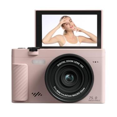 Imagem de Dpofirs Câmera Digital 4K, Câmera Sem Espelho WiFi Com Zoom de 18X e Tela Giratória de 3 Polegadas, Filmadora de Vídeo retrô de 75 MP Versátil para Retrato de Paisagens de Viagens (Rosa)