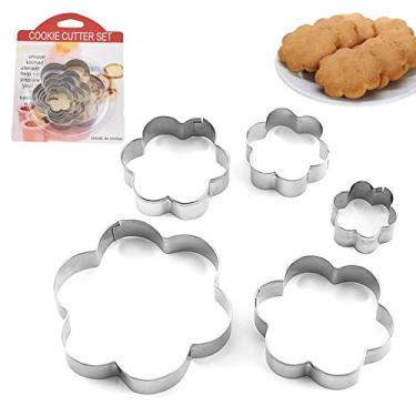 Imagem de Conjunto de Formas Metal para Bolo Biscoito em Aço Inoxidável Forma Flor Utensílios Cozinha Ferramenta DIY Sobremesa 5PCS Set
