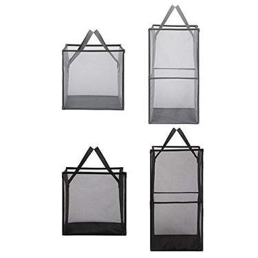 Imagem de Cesto de roupa suja malha transparente portátil dobrável com grande capacidade sacola armazenamento multifuncional para roupas sujas