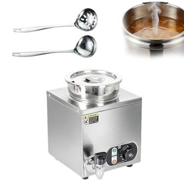 Imagem de Aquecedor EléTrico Comercial De Alimentos De 1500w,Banho-Maria Em AçO InoxidáVel Para Buffet,Com Controle De Temperatura,Concha E Colher Perfurada Para Festas E Eventos De Catering