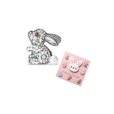 Imagem de Alfinetes de Páscoa Broche de Coelho Broche de Coelhinho Presentes de Páscoa Roupas para Mulheres Acessórios, Large, Zinco, Sem Pedra Preciosa