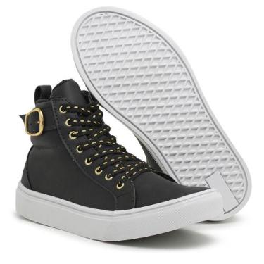 Imagem de Tênis Feminino Cano Alto Casual Conforto Solado Branco - Bono Rock, Pr