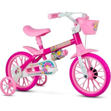 Imagem de Bicicleta Infantil Aro 12 Freio Tambor 1 Marcha Cestinha Nathor C/Rodinha Menina de 90cm a 1m