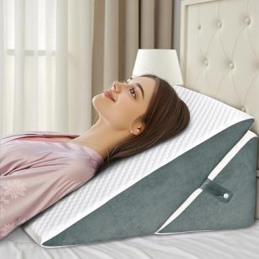 Imagem de Travesseiro de cunha de cama para dormir, conjunto de travesseiro de cunha ajustável para pós-cirurgia, travesseiro de triângulo elevado para refluxo ácido e alívio da dor nas costas, pós-cirurgia