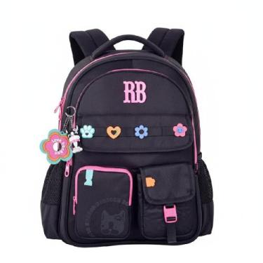 Imagem de Mochila rebecca bonbon de costas 17,5" ref rb26232, Preto, Rosa, 17