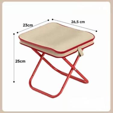 Imagem de Banqueta Dobrável de Alumínio para Camping, Banquinho Portátil Leve com Bolsa com Zíper, Banco Resistente para Pesca, Praia e Viagem(vermelho)