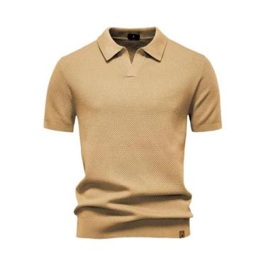 Imagem de Camisa Polo Masculina Premium Respirável De Cor Sólida Para Golfe Verã