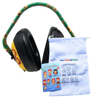 Imagem de Abafador De Sons Para Autistas Yellow + Quebra-cabeça e Saquinho interativo