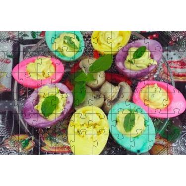 Imagem de 4 Quebra-Cabeças Decorativos Comida de Bar de  60 peças