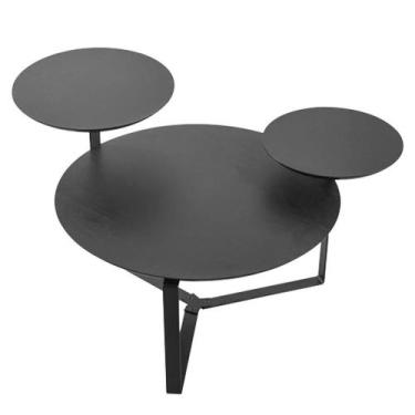 Imagem de Mesa Centro 03 Tampos Chanfrada Pe Metal Preto Nero Artesano Nero Pret