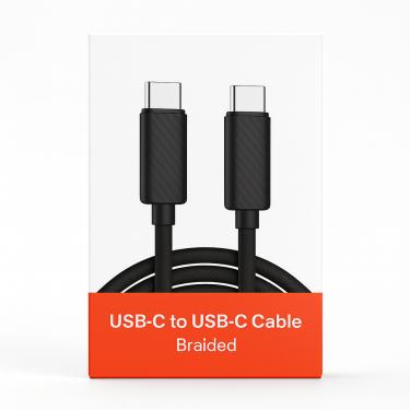 Imagem de Cabo PD PD Tipo C Preto 1 Metro Turbo Reforçado Smartphone