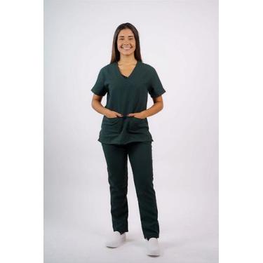 Imagem de Pijama Feminino Oxford Verde Musgo - - Toka Brasil, PP