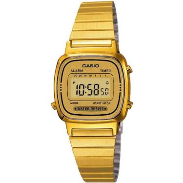 Imagem de RELÓGIO CASIO FEMININO DIGITAL DOURADO MINI LA670WGA-9DF Cor da correi