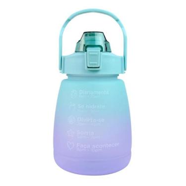 Imagem de Garrafa de plástico redonda com canudo e alça tie dye 1200ml - EQP Pre