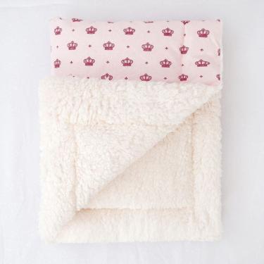 Imagem de Manta De Sherpa Para Bebê Lã Carneiro Coroa Rosa