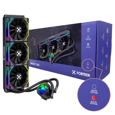 Imagem de Water Cooler Fan Triplo 360MM ARGB Preto Breezy 360 Fortrek