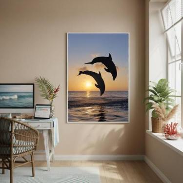 Imagem de Quadro Decorativo Golfinhos-70X50Cm - Quadros On-Line