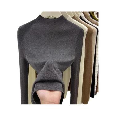 Imagem de Suéter Feminino Slim Fit Com Gola Alta AOSSVIAO Moda Outono Inverno Pu