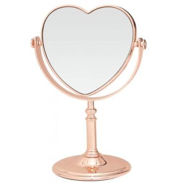Imagem de Espelho de Mesa Coração Maquiagem Dupla Face Rose Gold - Ami