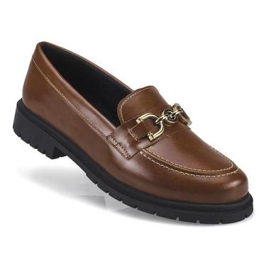 Imagem de Mocassim Oxford Feminino Sapatilha Tratorado Loafer Conforto Cor:Marro