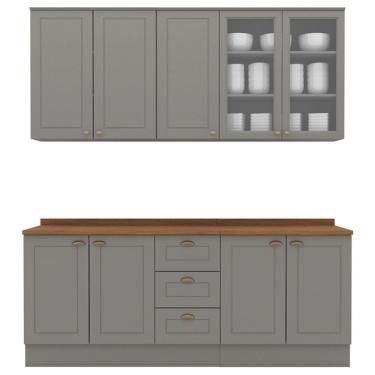 Imagem de Cozinha Modulada 200cm Ce854 Americana Cinza Nature Henn