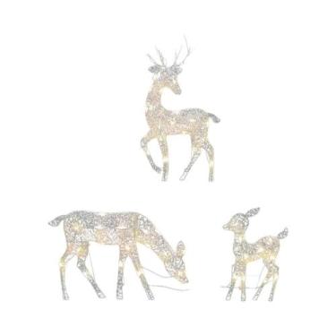 Imagem de Rena De Natal Iluminada Com LED E Glitter, Ornamento De Ferro Para Jar