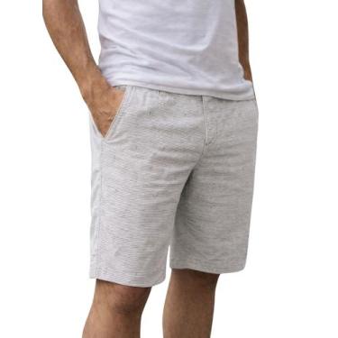 Imagem de Bermuda Sarja Tradicional Masculina Listrada Com Bolsos Cor:BegeTamanh