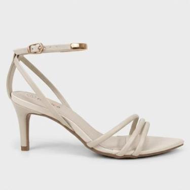 Imagem de Sandália Bebecê Salto Fino Bico Folha Off White-Feminino