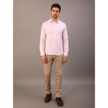 Imagem de Camisa Masculina Manga Longa Slim Básica - Rosa Claro-Masculino