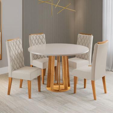 Imagem de Mesa de Jantar 4 Lugares Valerina Marrom/ Blonde/Pastel - Viero Móveis