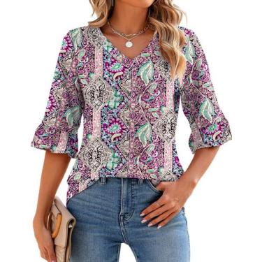 Imagem de Tops LOMON Summer para mulheres 2025 com decote em V, camisetas elegan