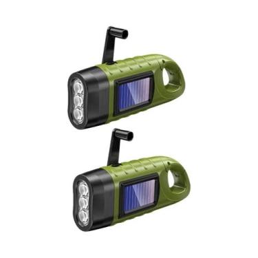 Imagem de Lanterna De Emergência Portátil Com Manivela E Energia Solar, 3 LEDs, 