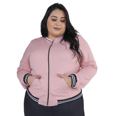Imagem de Jaqueta Bomber Feminina Plus Size Com Bolsos G1 G2 G3 Blusa Frio Donna Martins-Feminino
