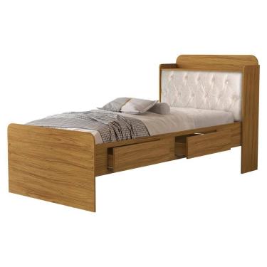 Imagem de Cama Solteiro Bau 2 Gavetas MDF Tamires Capitone Decmade