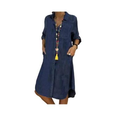 Imagem de Vestido Feminino Retrô Preto De Manga Longa Estilo Cowboy Elegante E M