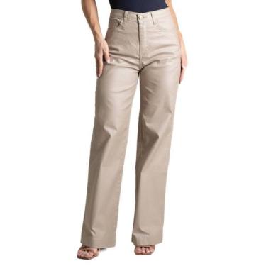 Imagem de Calça Resinada Sawary Wide Leg -282687 - bege 36, Bege, 36